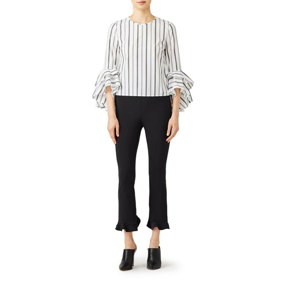Milly Tops - Milly Gabby Bell Sleeve Top 4 White Black Stripe